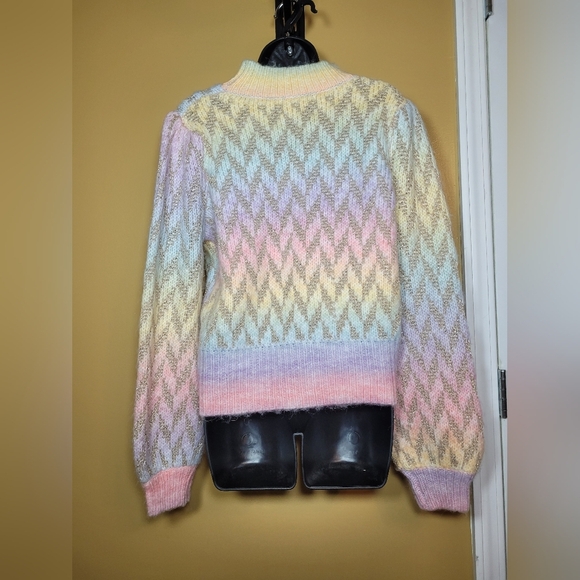 Strut and Bolt Rainbow Wool Blend Balloon Sleeve Sweater sz L - Picture 9 of 10